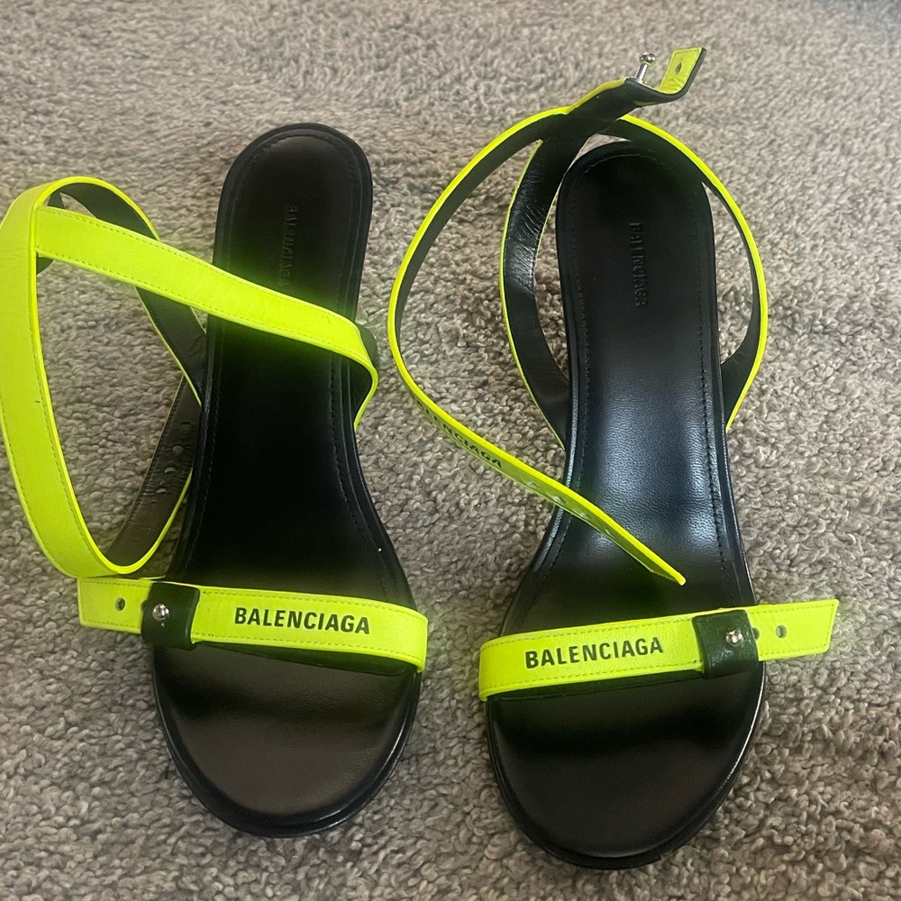 Balenciaga Neon Yellow and Black Sandals